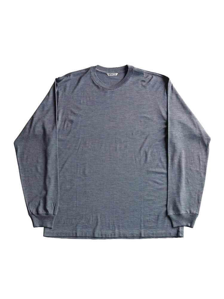 トップス L'ECHOPPE LE OVERDYE SH COMOLI AURALEE AURALEE men's / WOOL SOFT JERSEY L/S TEE (TOP CHARCOAL