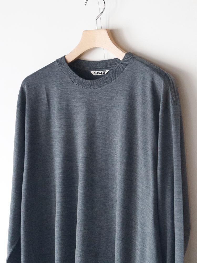 AURALEE men's / WOOL SOFT JERSEY L/S TEE (TOP CHARCOAL
