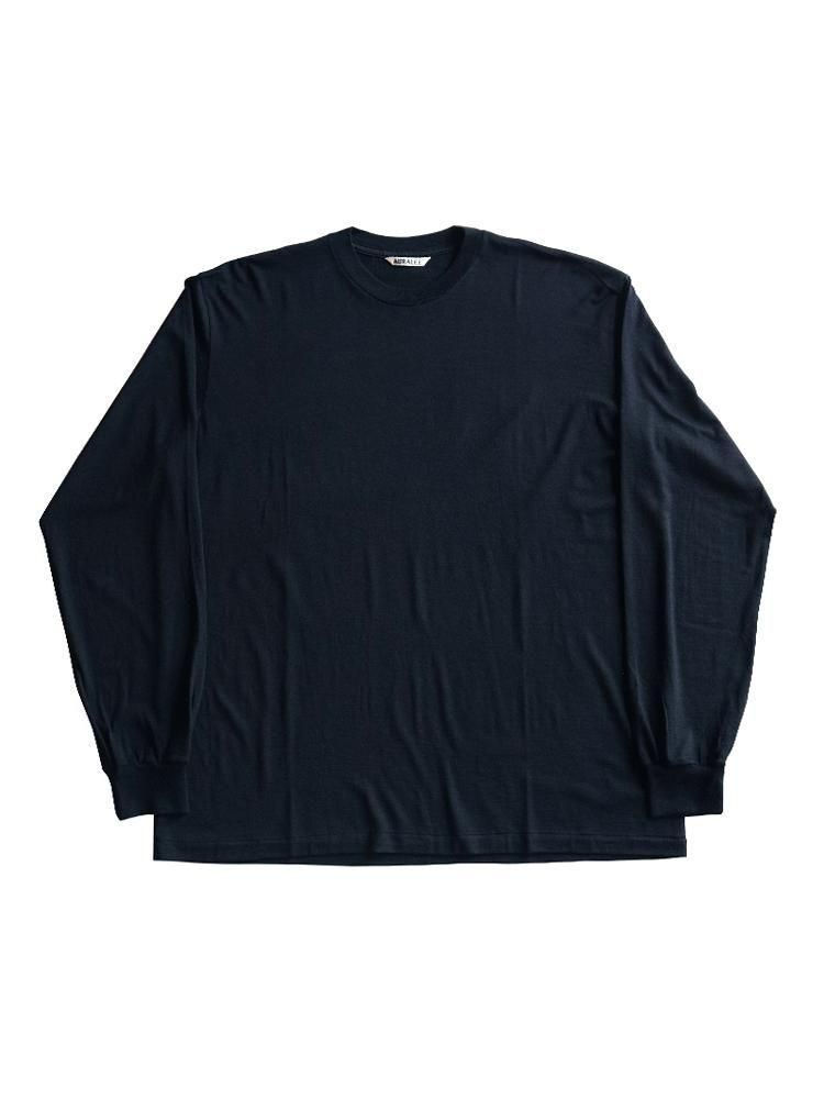 AURALEE men's / WOOL SOFT JERSEY L/S TEE (BLACK) - TROUPE ONLINE