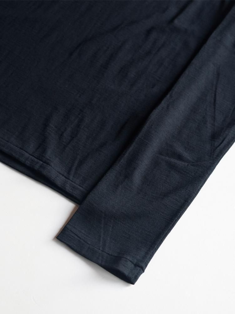 AURALEE women's / WOOL SOFT JERSEY L/S TEE (BLACK) - TROUPE ONLINE