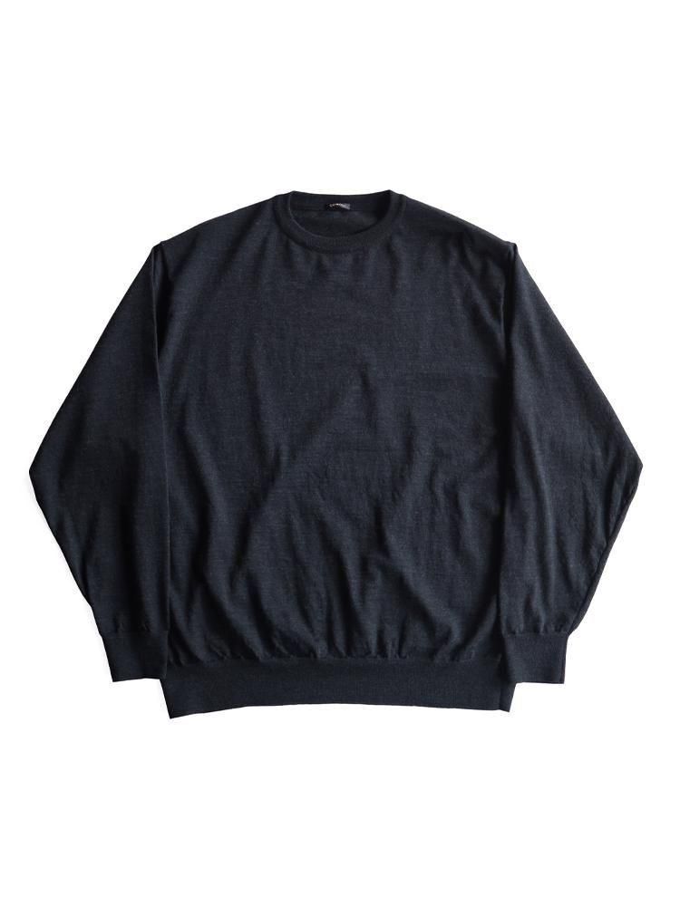 COMOLI コモリ　クルーネック ウールTシャツ　チャコール COMOLI / ウールクルーネックニット (CHARCOAL) - TROUPE ONLINE