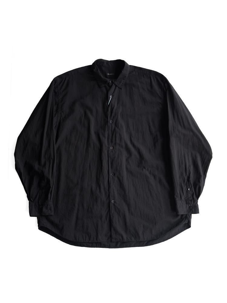 COMOLI KHADI コットン シャツ COMOLI / KHADIコットンWレイヤーコモリシャツ (BLACK) - TROUPE