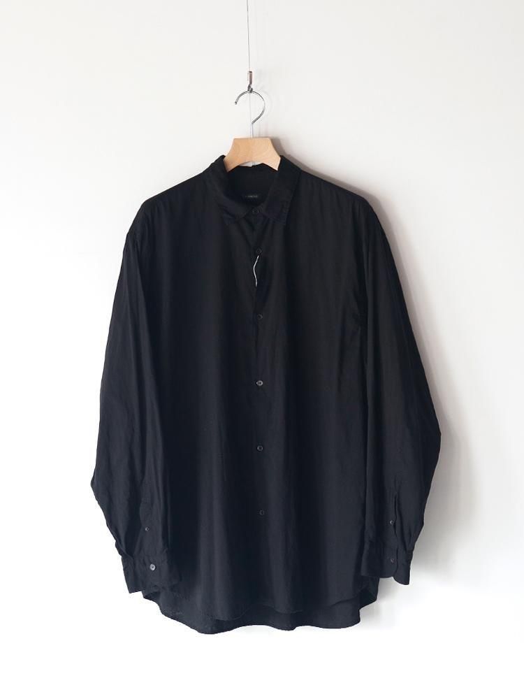 COMOLI KHADIコットン コモリシャツ COMOLI / KHADIコットンWレイヤーコモリシャツ (BLACK) - TROUPE