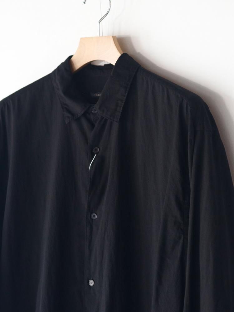 24aw 未使用 COMOLI KHADI コットン W レイヤーコモリ シャツ COMOLI / KHADIコットンWレイヤーコモリシャツ (BLACK) - TROUPE