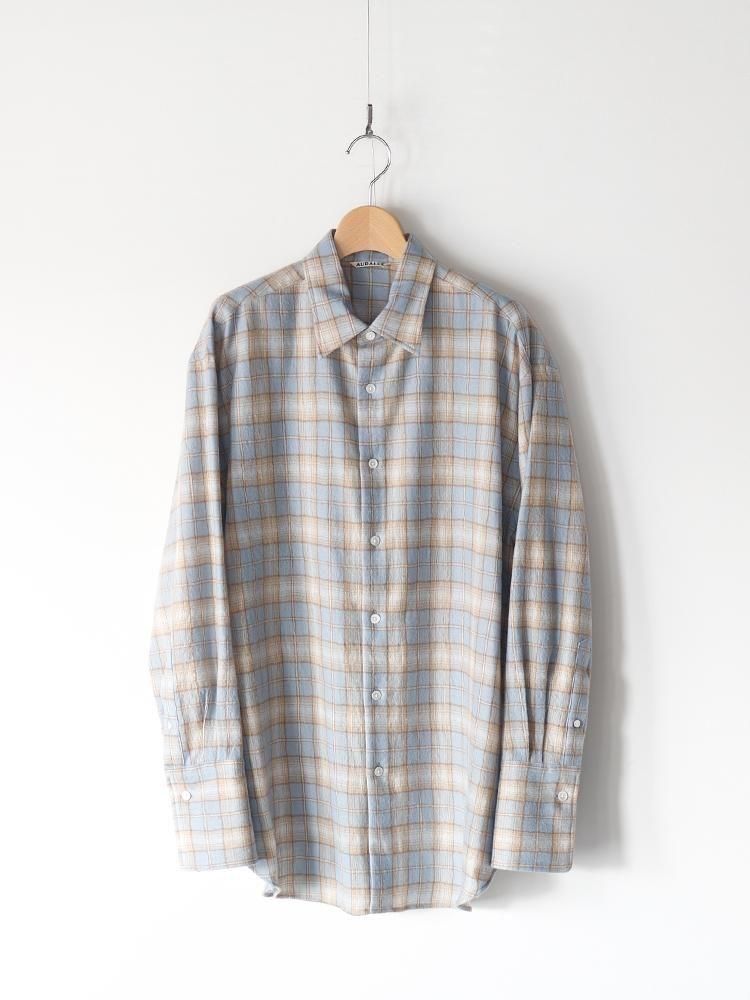 philme airy check shirt フリーサイズ 新品未開封品 AURALEE women's / AIRY WOOL CHECK SHIRT (LIGHT BLUE×BEIGE