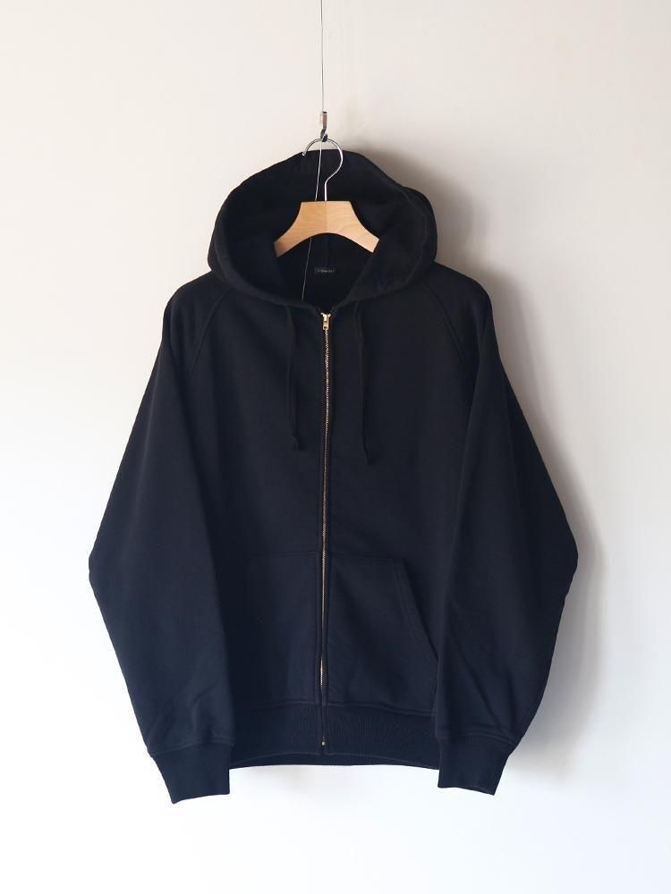 COMOLI / コットン裏毛ジップパーカ (BLACK) - TROUPE ONLINE SHOP