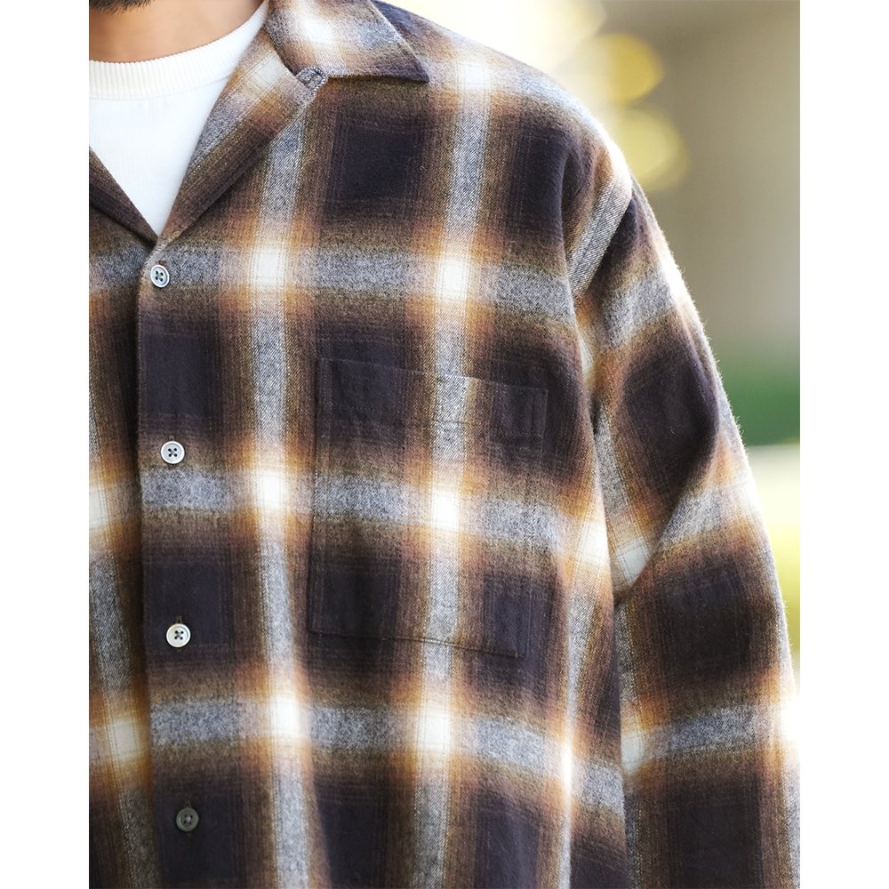 WAX ( ワックス ) シャツ SHAGGY OMBRE CHECK SHIRTS ( BROWN ) WX