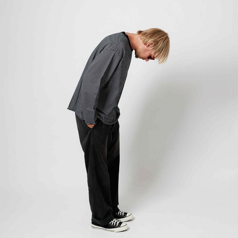 WAX ( ワックス ) ストライプロングスリーブ PIN STRIPE CUT OFF LONG