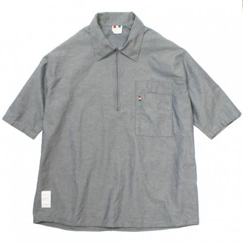 LIBE ( 饤 )  REMILLA ( ߡ )  L&R HALF SLEEVE ZIP SHIRTS ( BLACK CHAMBRAY ) 18S17