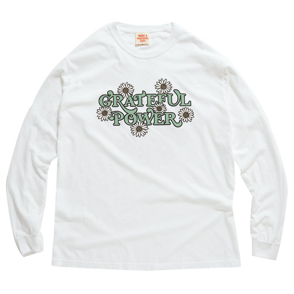 HAVE A GRATEFUL DAY ( ハブアグレイトフルデイ ) ロンTEE L/S T-SHIRTS - POWER ( WHITE ) GDC0153POWR