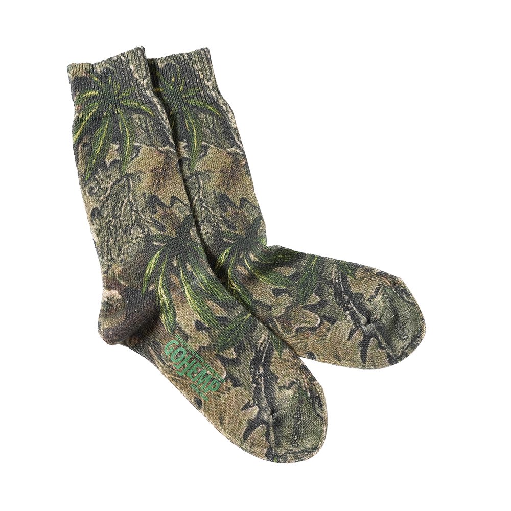 GOHEMP ( إ ) إץå CAMO PRINT CREW SOCKS ( KHAKI ) GHG0075GLL