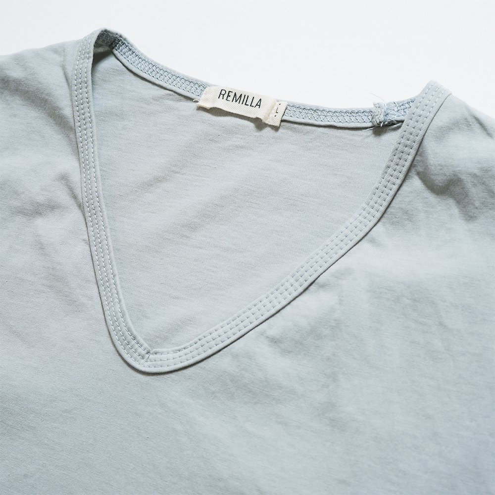 remilla ( レミーラ ) 2023S/S V-NECK TEE ( ライトサックス ) R231211 - JAU／REMILLAレミーラ,  GOHEMPゴーヘンプ, HAVE A GRATEFUL DAY, DEVADURGA, AREth, GREENCLOTHING,