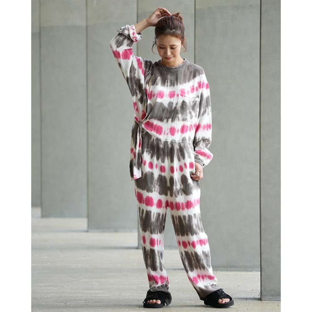 KiiRA ( キーラ ) 2023F/W ジャンプスーツ TIE-DYE JUMP SUIT ( BROWN×RED ) ki-4303 -  JAU／REMILLAレミーラ, GOHEMPゴーヘンプ, HAVE A GRATEFUL DAY, DEVADURGA, AREth,