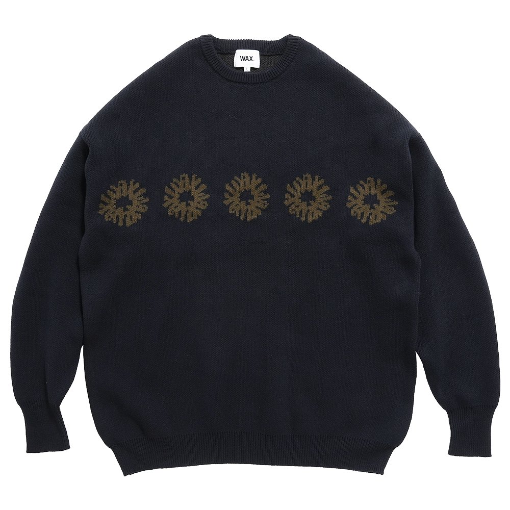 WAX ( ワックス ) ニット JACQUARD CREW KNIT ( BLACK ) WX-0304 - JAU