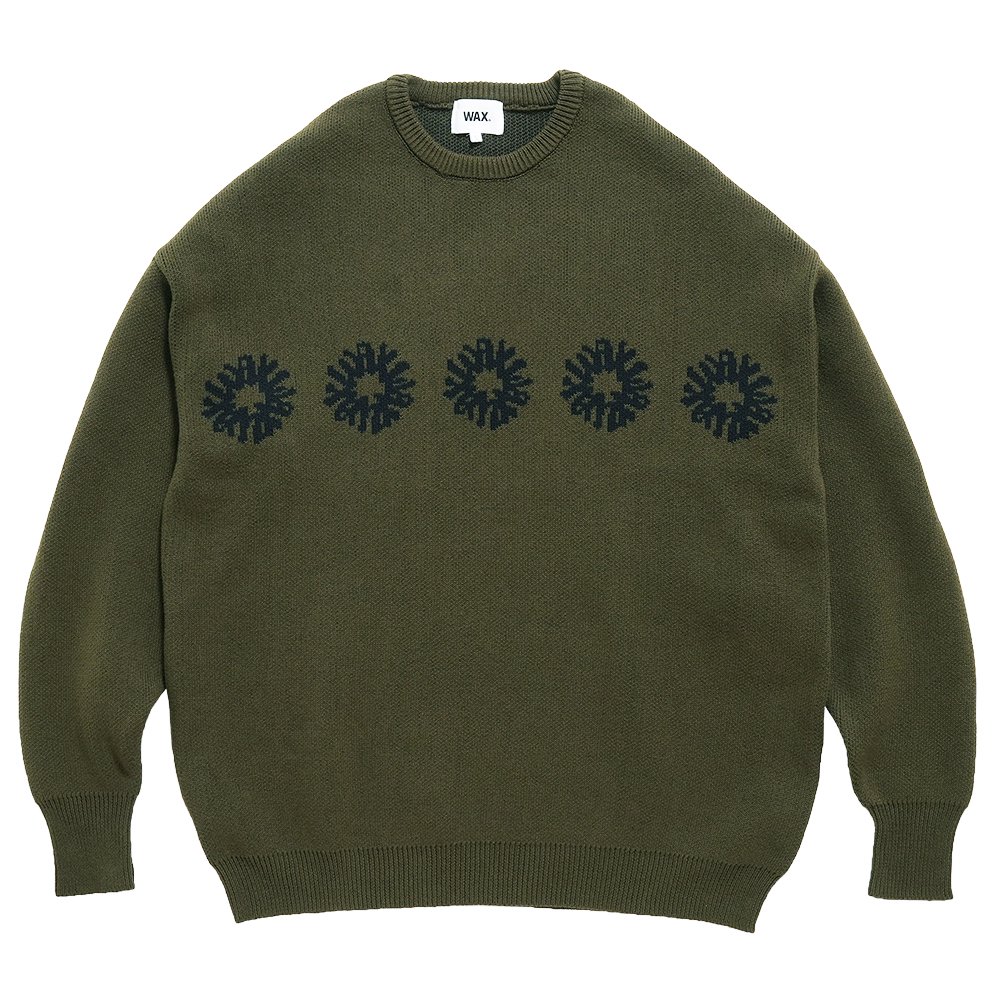 WAX ( ワックス ) ニット JACQUARD CREW KNIT ( KHAKI ) WX-0304 - JAU