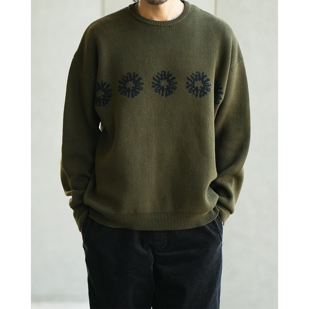 WAX ( ワックス ) ニット JACQUARD CREW KNIT ( KHAKI ) WX-0304 - JAU