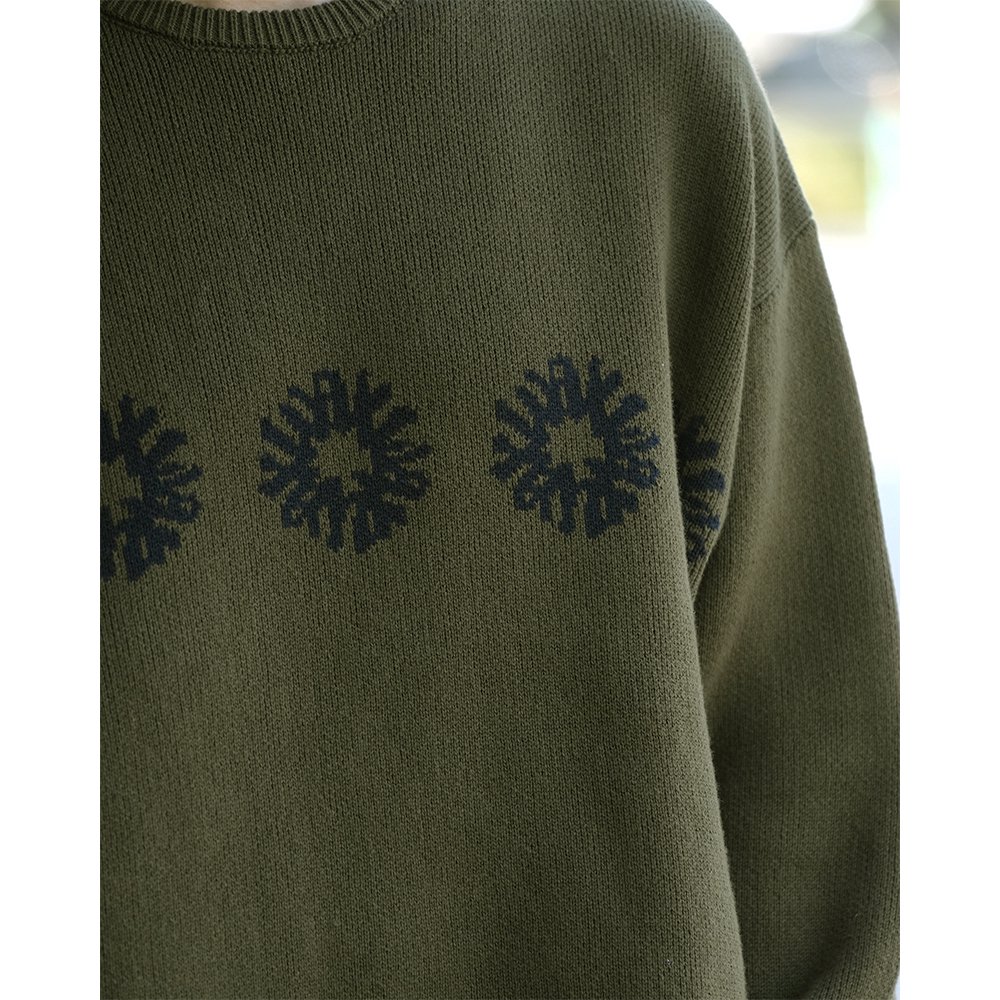 WAX ( ワックス ) ニット JACQUARD CREW KNIT ( KHAKI ) WX-0304 - JAU