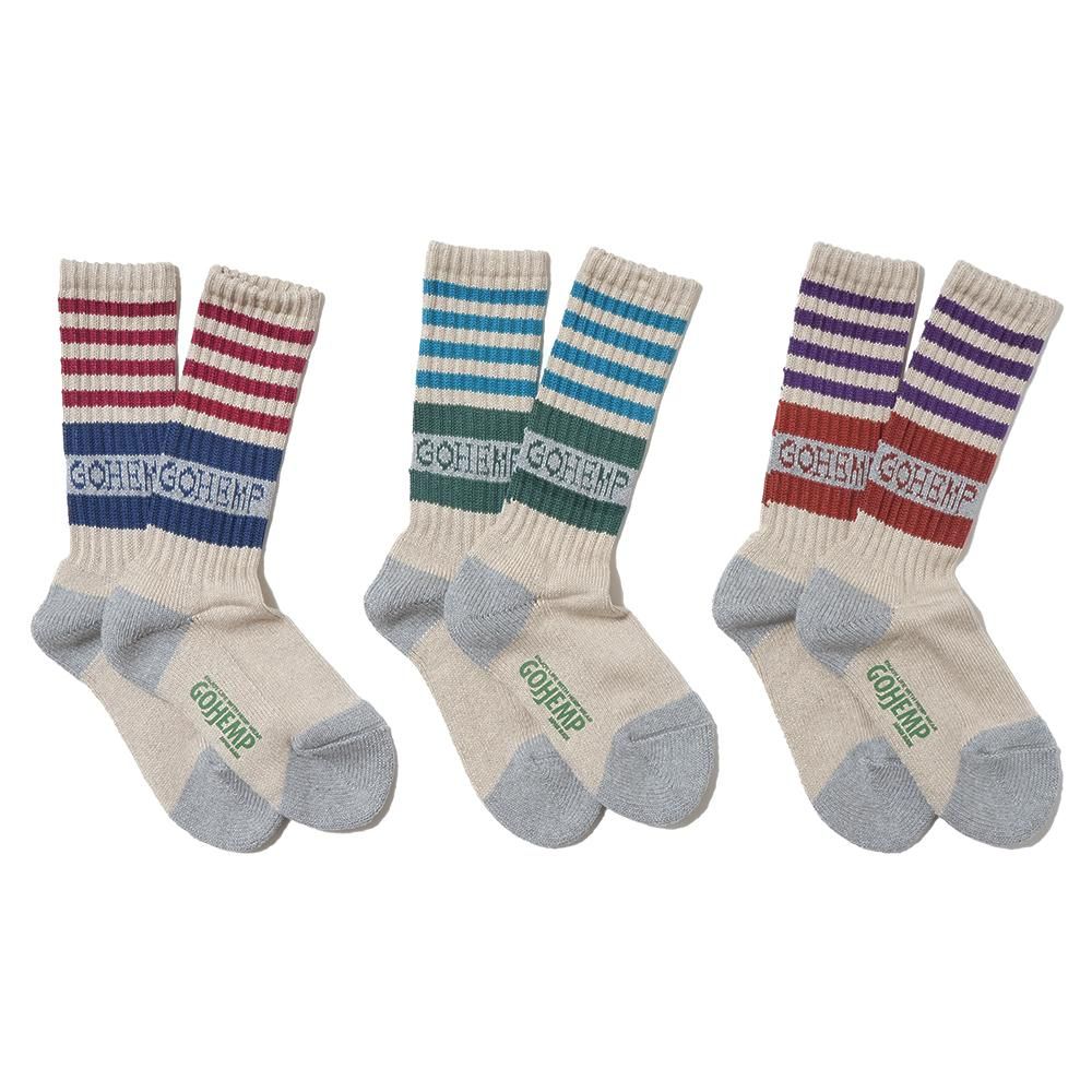 GOHEMP ( إ ) إץå RANDOM LINE PILE CREW SOCKS GHG0085GLL