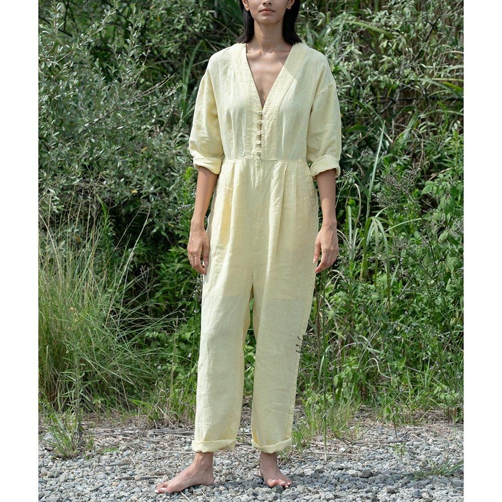 KiiRA ( キーラ ) 2024S/S ジャンプスーツ LINEN QUILT JUMP SUIT ki 