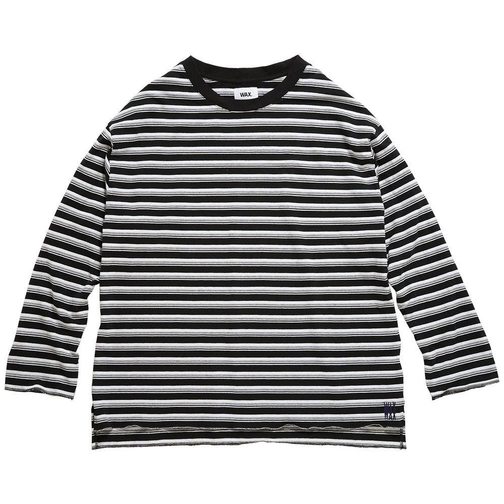 WAX ( å ) TEE STRIPE BAGGIES LONG TEE ( BLACK ) WX-0347