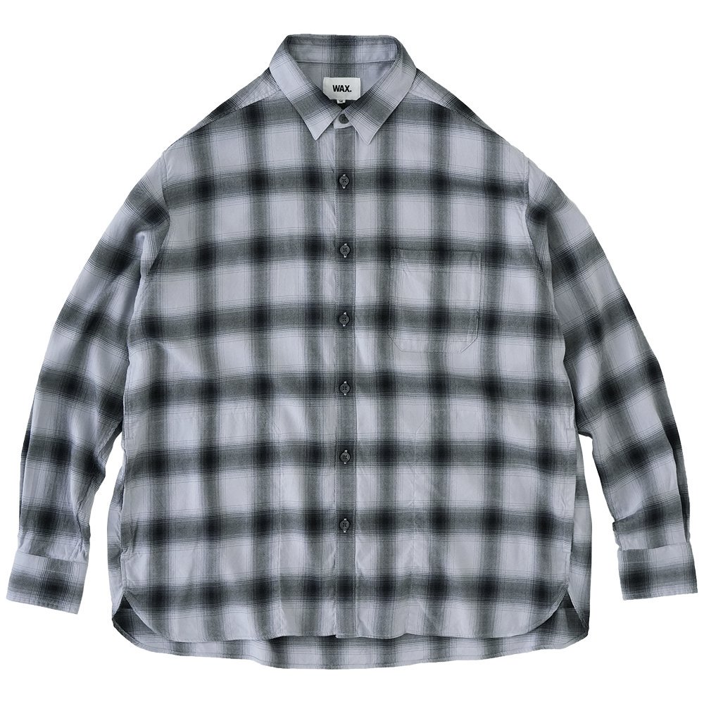 WAX ( å ) åݥåȥ OMBRE CHECK POCKET SHIRTS ( GRAY ) WX-0404