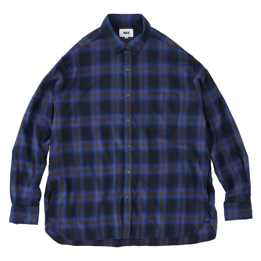 WAX ( å ) åݥåȥ OMBRE CHECK POCKET SHIRTS ( BLUE ) WX-0404