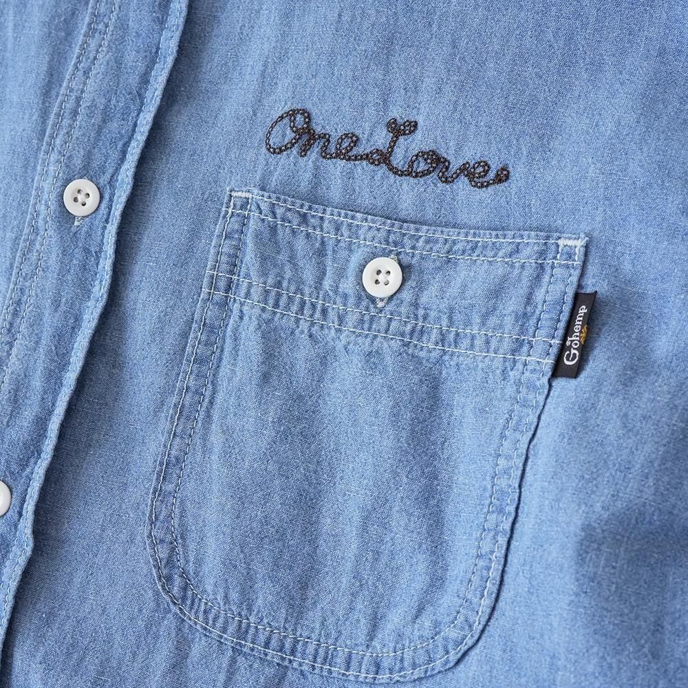 GOHEMP ( ゴーヘンプ ) 刺繍ワークシャツ WORK ON SHIRTS ( BLUE