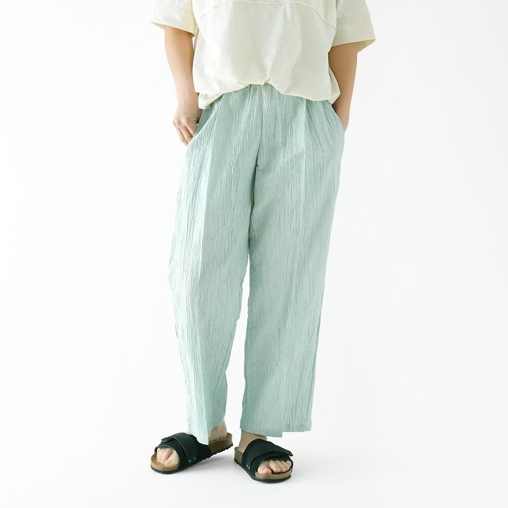 MOUN TEN. ( ޥƥ ) ͥ󥤡ѥ LINEN BLEND 1TUCK WIDE PANTS ( GREEN STRIPE ) ͥ MP94-1728