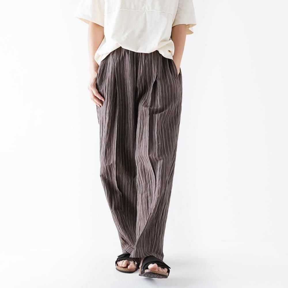 MOUN TEN. ( ޥƥ ) ͥ󥤡ѥ LINEN BLEND 1TUCK WIDE PANTS ( BROWN STRIPE ) ͥ MP94-1728