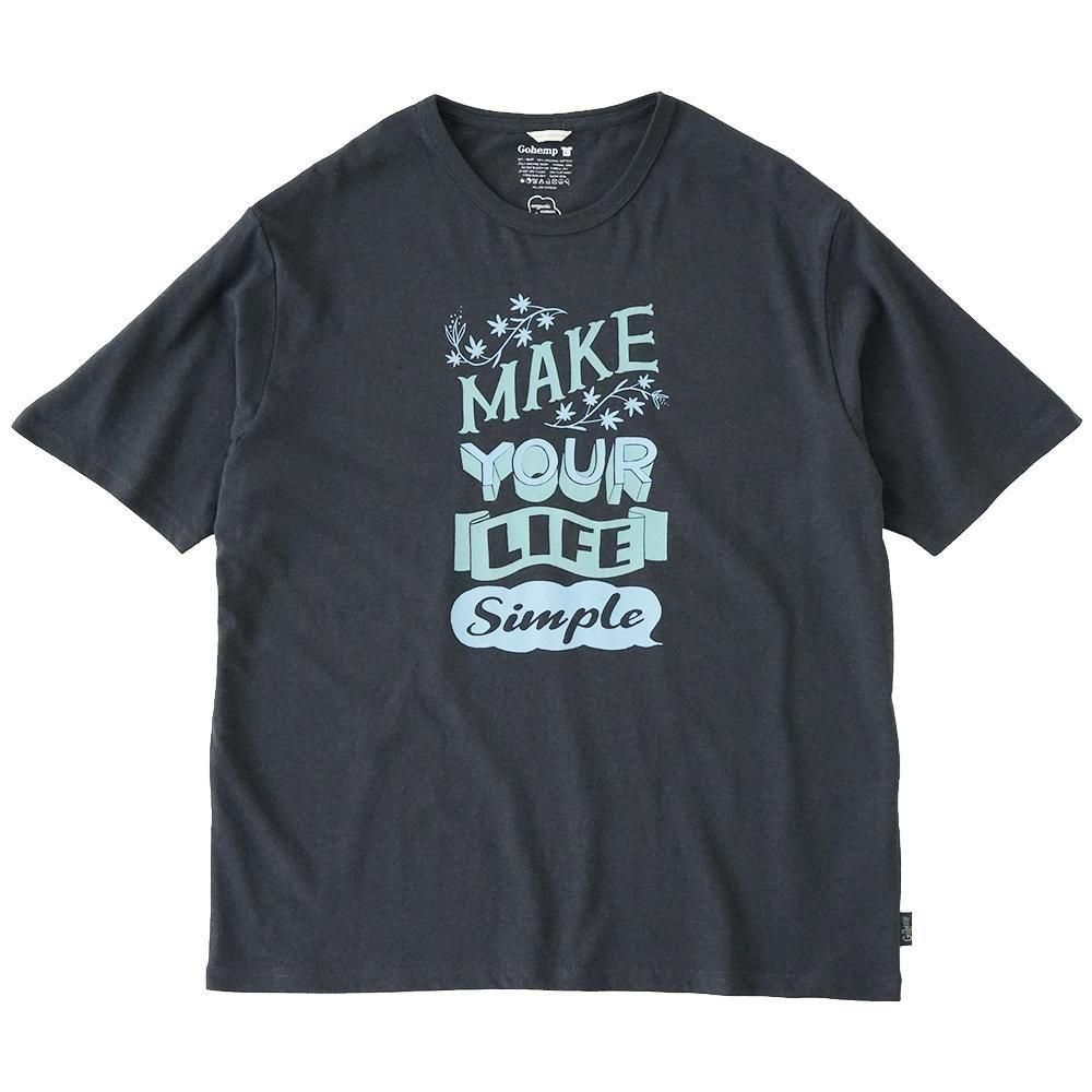 GOHEMP ( إ ) T MAKE LIFE SIMPLE WIDE FITS TEE ( GUNMETAL GRAY ) GHC4532MYL (磻ɥ륨å)