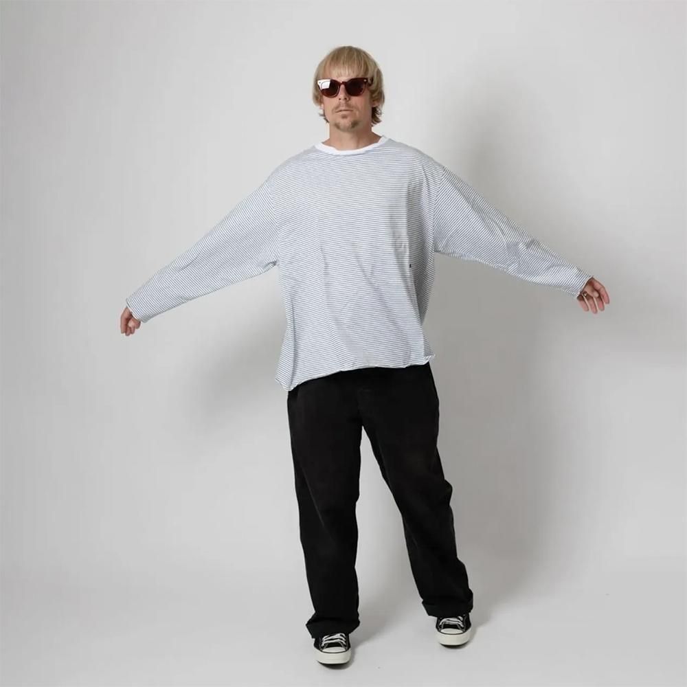 WAX ( ワックス ) ストライプロングスリーブ PIN STRIPE CUT OFF