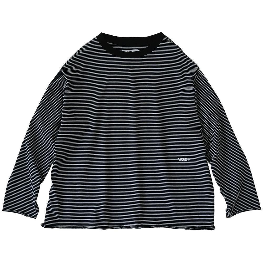 WAX ( ワックス ) ストライプロングスリーブ PIN STRIPE CUT OFF LONG TEE ( BLACK ) WX-0481