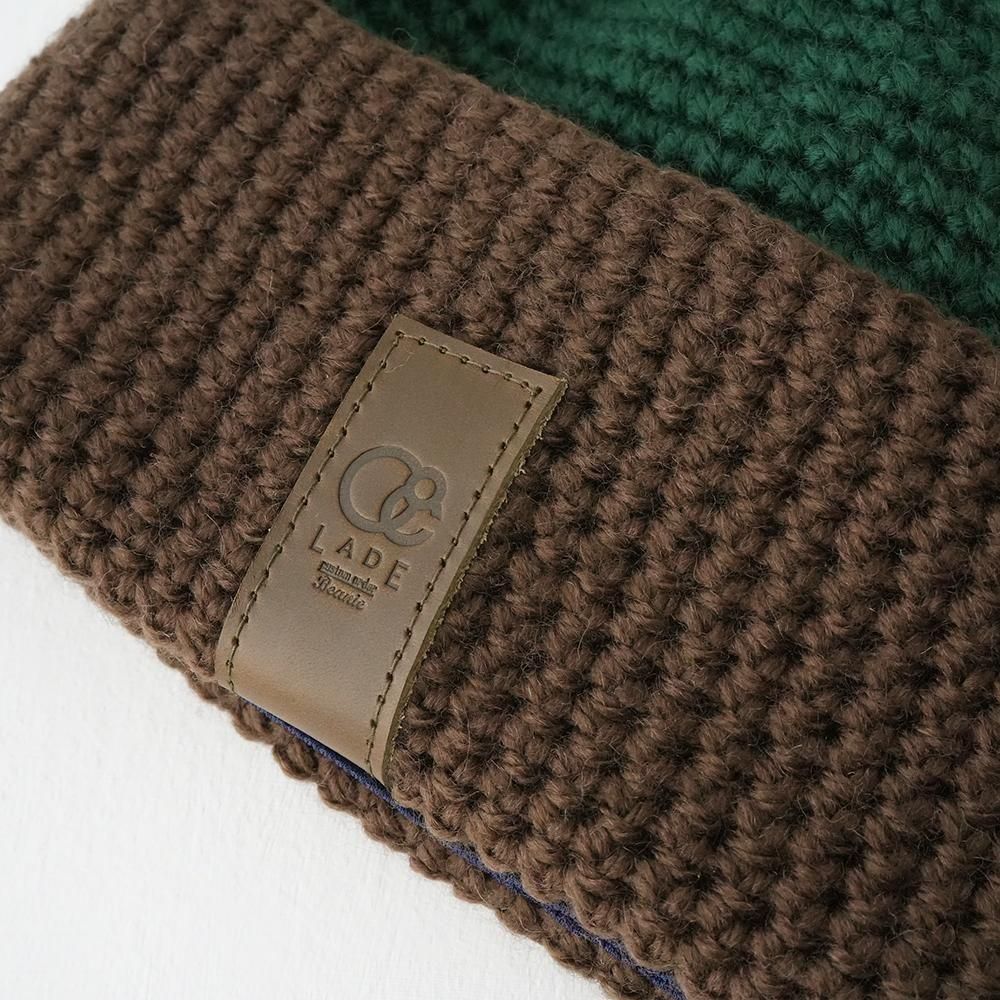 レイド　ビーニー LADE ( レイド ) ビーニー PLAIN CUFF LEATHER + 雪板男ワッペン