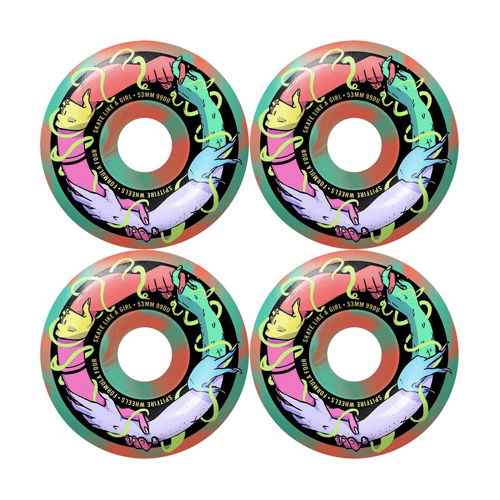 SPITFIRE ( スピットファイアー ) ウィール × SKATE LIKE A GIRL F4 FORMULA FOUR CLASSIC  SHAPE 【 53mm 99D 】 - JAU／REMILLAレミーラ, GOHEMPゴーヘンプ, HAVE A GRATEFUL DAY,