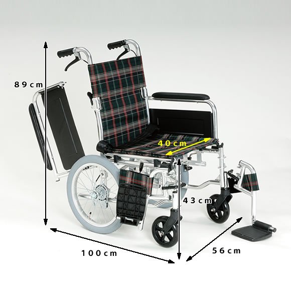 介助用車椅子ＫＳ７０－４０４３ 背折れ式・介助ブレーキ付・肘掛け