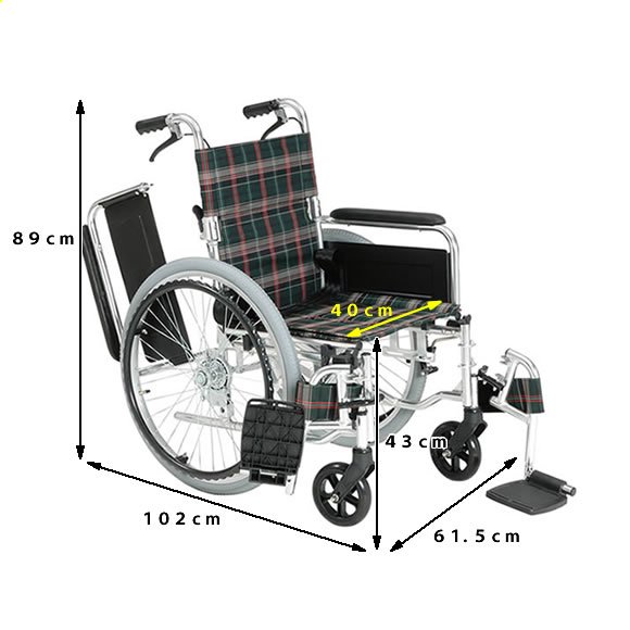 自走用車椅子ＫＳ８０－４０４３ 背折れ式・介助ブレーキ付・肘掛け