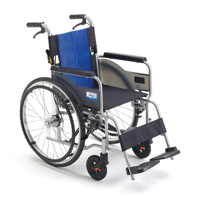 BAL-R1 自走型 車椅子 ブルー 背折れ式 介助ブレーキ付 ノーパンク 