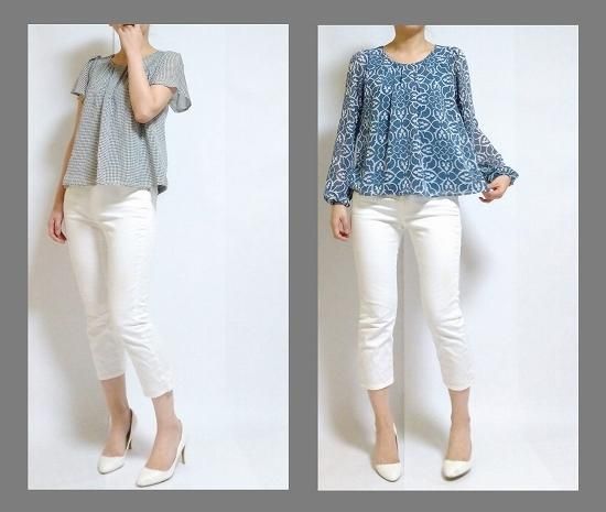 シフォン×ニット・タックブラウス パターン（型紙）販売