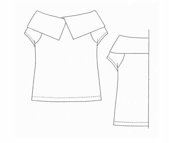 トップスパターン オフショルダーラップトップス パターン（型紙）販売