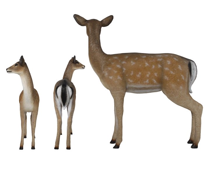 動物オブジェ 白い尻尾の雌鹿 等身大動物フィギュア 大型オブジェ 店舗ディスプレイ販売のコズミックランド