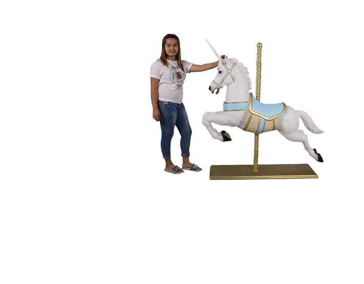 動物オブジェ ユニコーンのメリーゴーランド 145cm うま 馬 等身大フィギュア 動物オブジェ 店舗ディスプレイ 大型オブジェ販売のコズミックランド