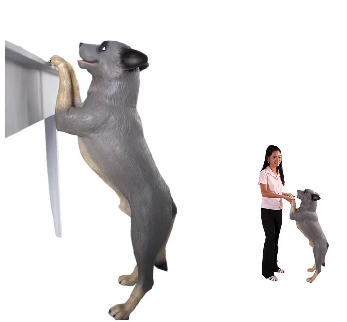 犬のオブジェ 置物 立つ従順な犬 等身大フィギュア 動物オブジェ 店舗ディスプレイ 看板 インテリア販売のコズミックランド