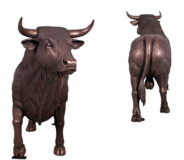 牛のオブジェ ☆ スペインの闘牛・ブロンズ☆等身大動物フィギュア 