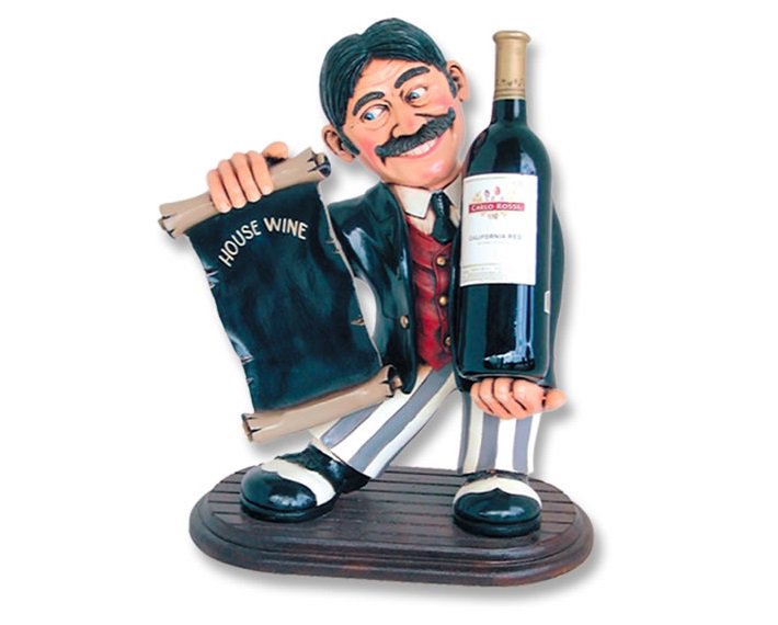「Mr.ダンディのおすすめ」ワインホルダー with メニューボード・等身大フィギュア・置物・オブジェ・ディスプレイ・黒板