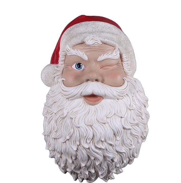 クリスマス☆立派なヒゲのウィンクするサンタの壁掛けオブジェ【89cm