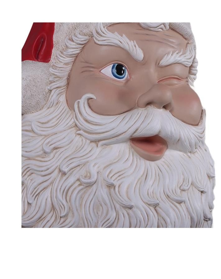 クリスマス☆立派なヒゲのウィンクするサンタの壁掛けオブジェ【89cm