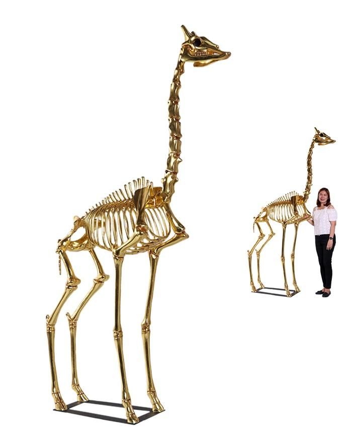 動物オブジェ☆きりん☆キリンの骨格ゴールド【257cm】☆等身大