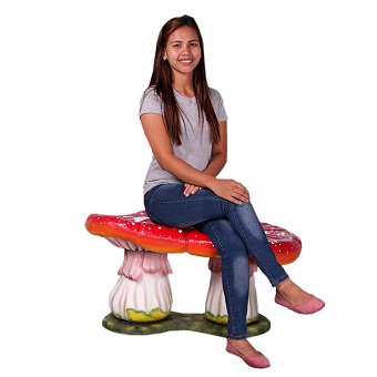 チェアー ベンチ オブジェ 二人掛け用キノコの椅子 96cm 等身大フィギュア キャラクターフィギュア 店舗ディスプレイ 大型オブジェ販売のコズミックランド