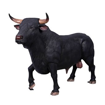牛のオブジェ ☆ スペインの闘牛☆等身大動物フィギュア・大型オブジェ・店舗ディスプレイ販売のコズミックランド