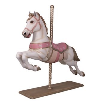 動物オブジェ☆回転木馬☆白馬のメリーゴーランド【145cm】うま・馬